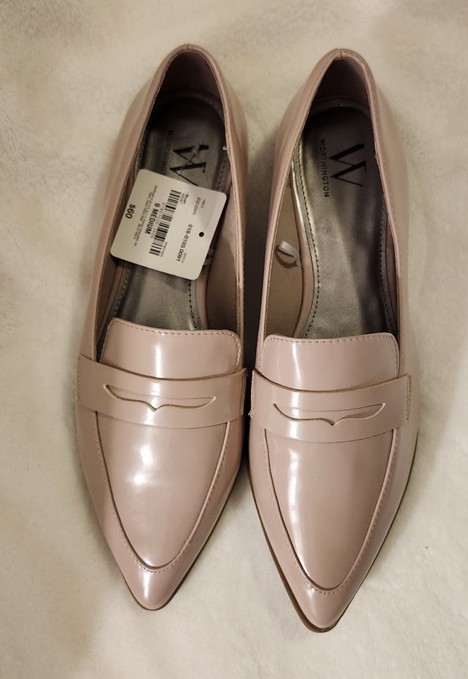 Worthington Patent Leather Pointed Toe Loafers in Blush Pink